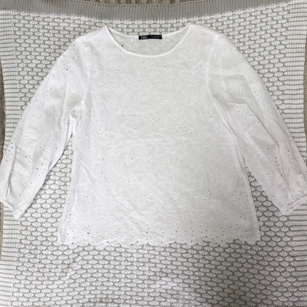 Zara white eyelet blouse XS